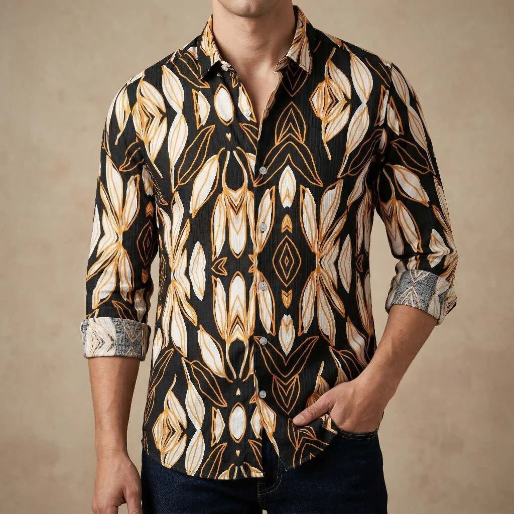 Premium Stylish China Floral Printed Men's Shirt